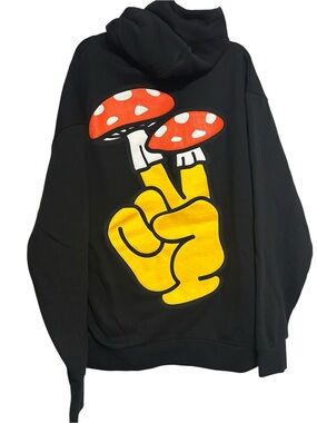 Road Trip Brand Peace Patch Mushroom Hoodie Black Size Shroom Streetwear